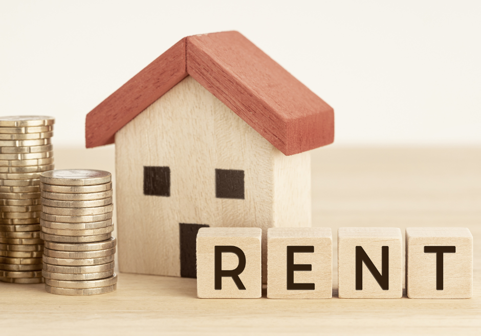 image of house with coins and the words rent
